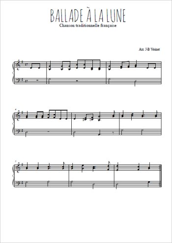 Téléchargez l'arrangement pour piano de la partition de Ballade à la lune en PDF